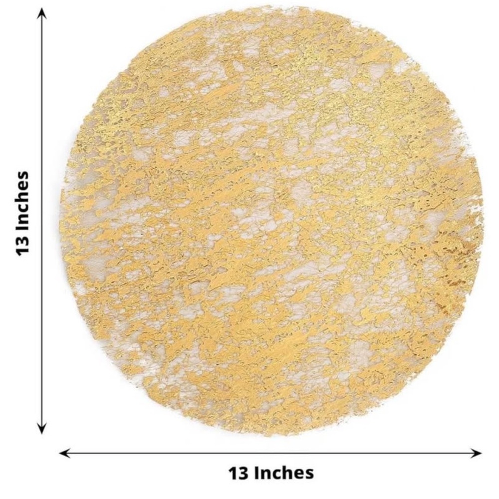 Gold Placemats used for wedding center pieces